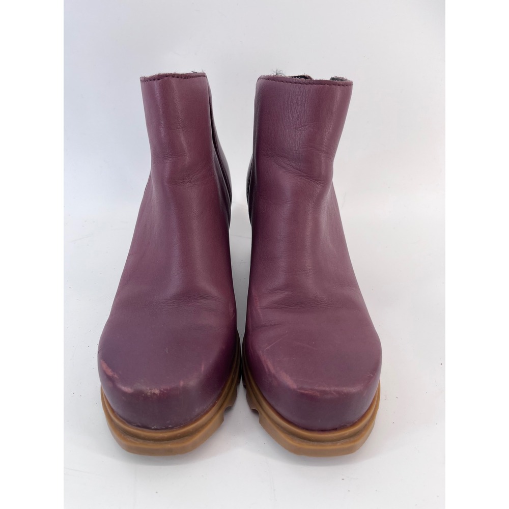 Sorel Joan of Arctic Wedge III Zip Boots Plum Purple Leather Womens 6.5